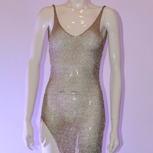 Gold tone knit dress - Picture 7 of 8